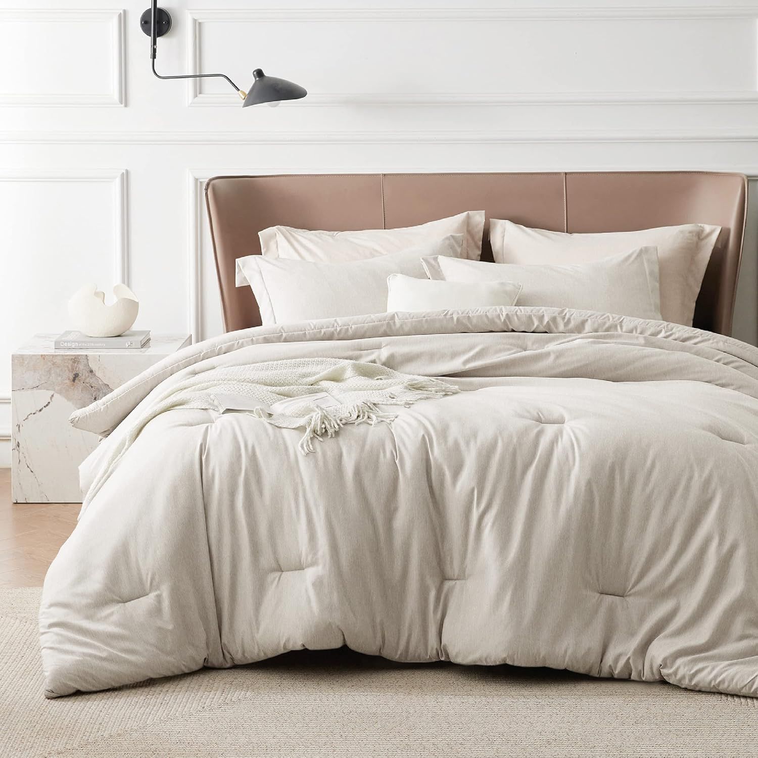 Bedsure Queen Comforter Set Kids - Beige Queen Size Comforter, Soft Bedding for All Seasons, Cati... | Amazon (US)
