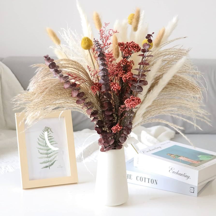 Natural Dried Flower Bouquet , Dried Pampas Grass Decor, 8 Varieties Flowers for Vase, Dried Flor... | Amazon (US)