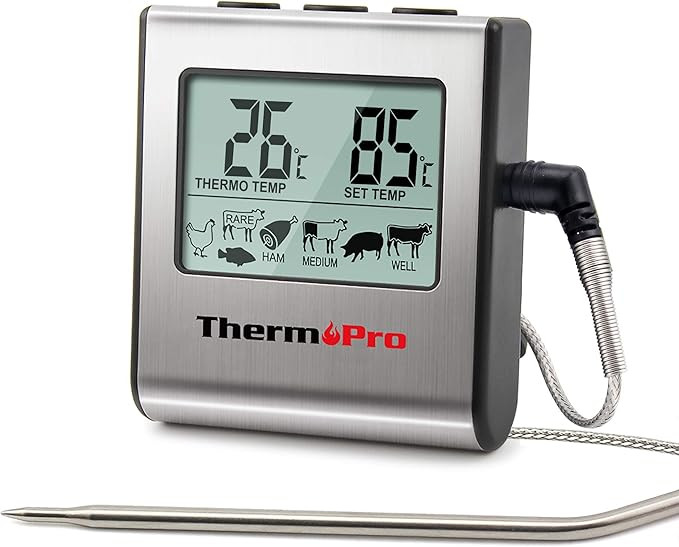 ThermoPro TP-16 Large LCD Digital Cooking Food Meat Smoker Oven Kitchen BBQ Grill Thermometer Clo... | Amazon (US)