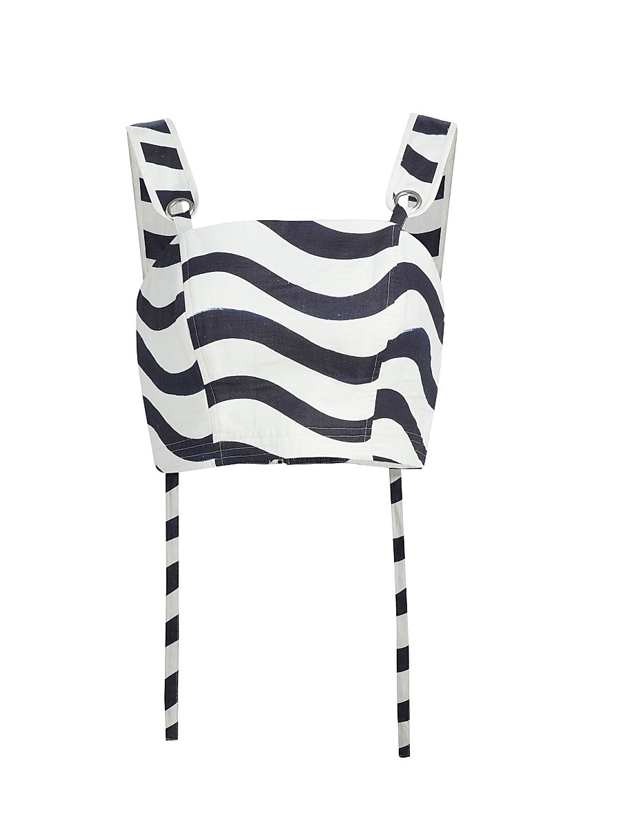 Women's Lenox Printed Crop Top - Navy White - Size Small | Saks Fifth Avenue