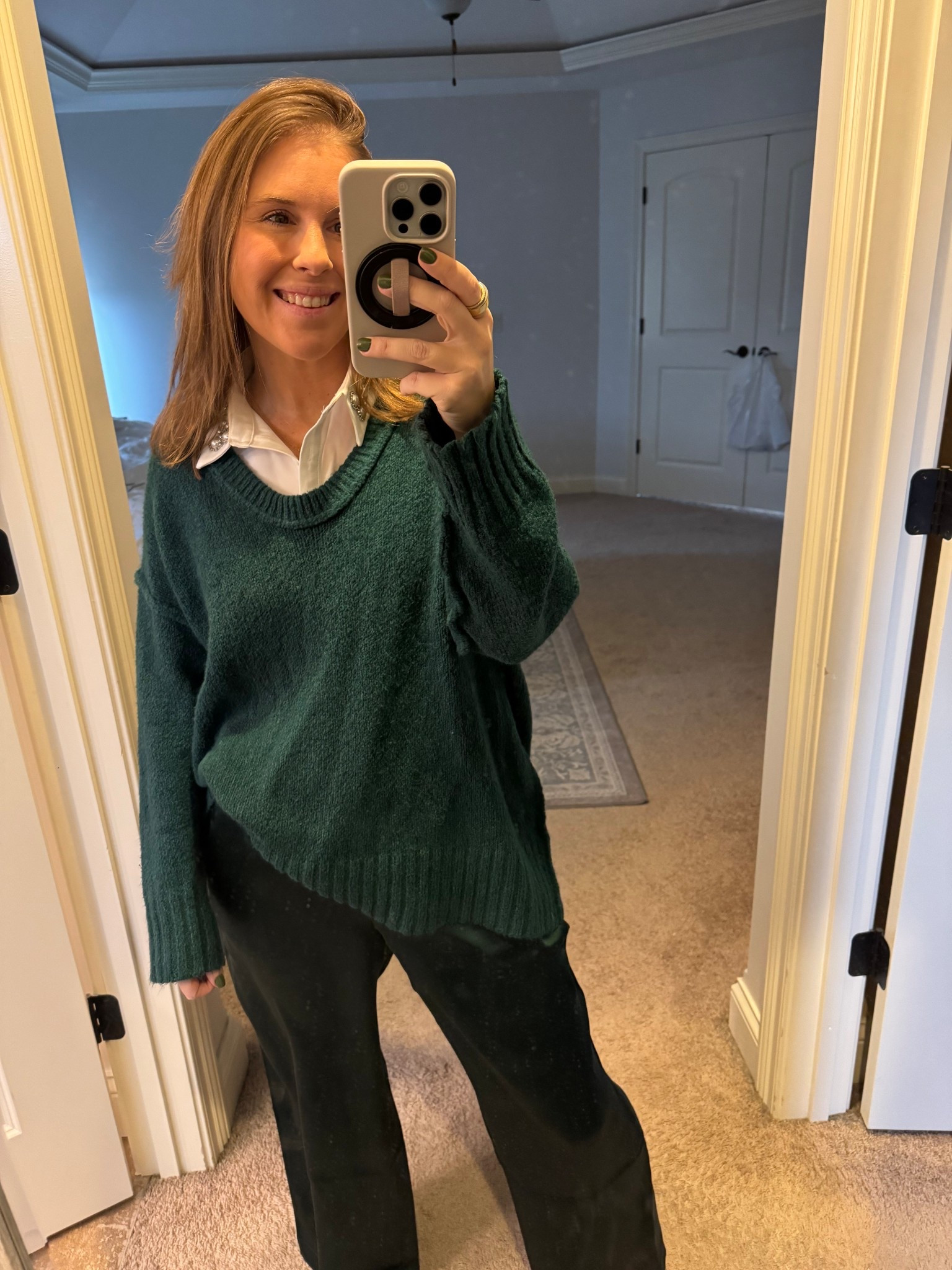 Green Satin Pants
Oversized Sweater