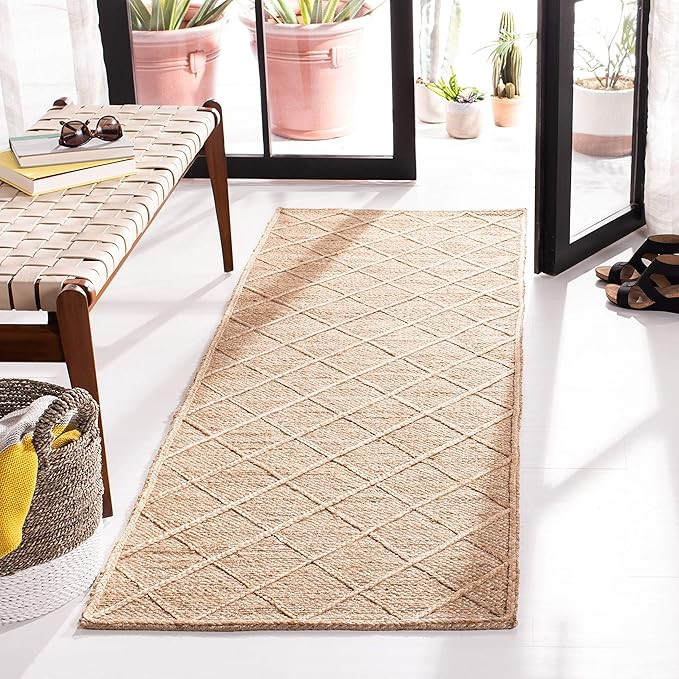 SAFAVIEH Natural Fiber Collection Runner Rug - 2'3" x 7', Beige, Handmade Trellis Jute, Ideal for... | Amazon (US)