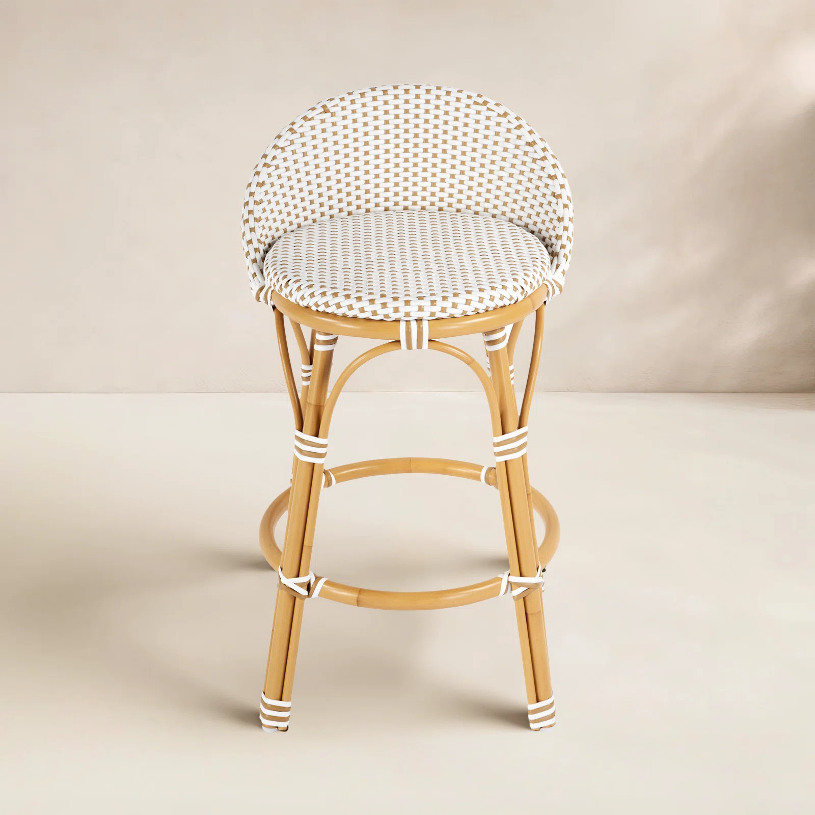 Ellie Rattan and Metal Low Back Counter Stool | Wayfair North America