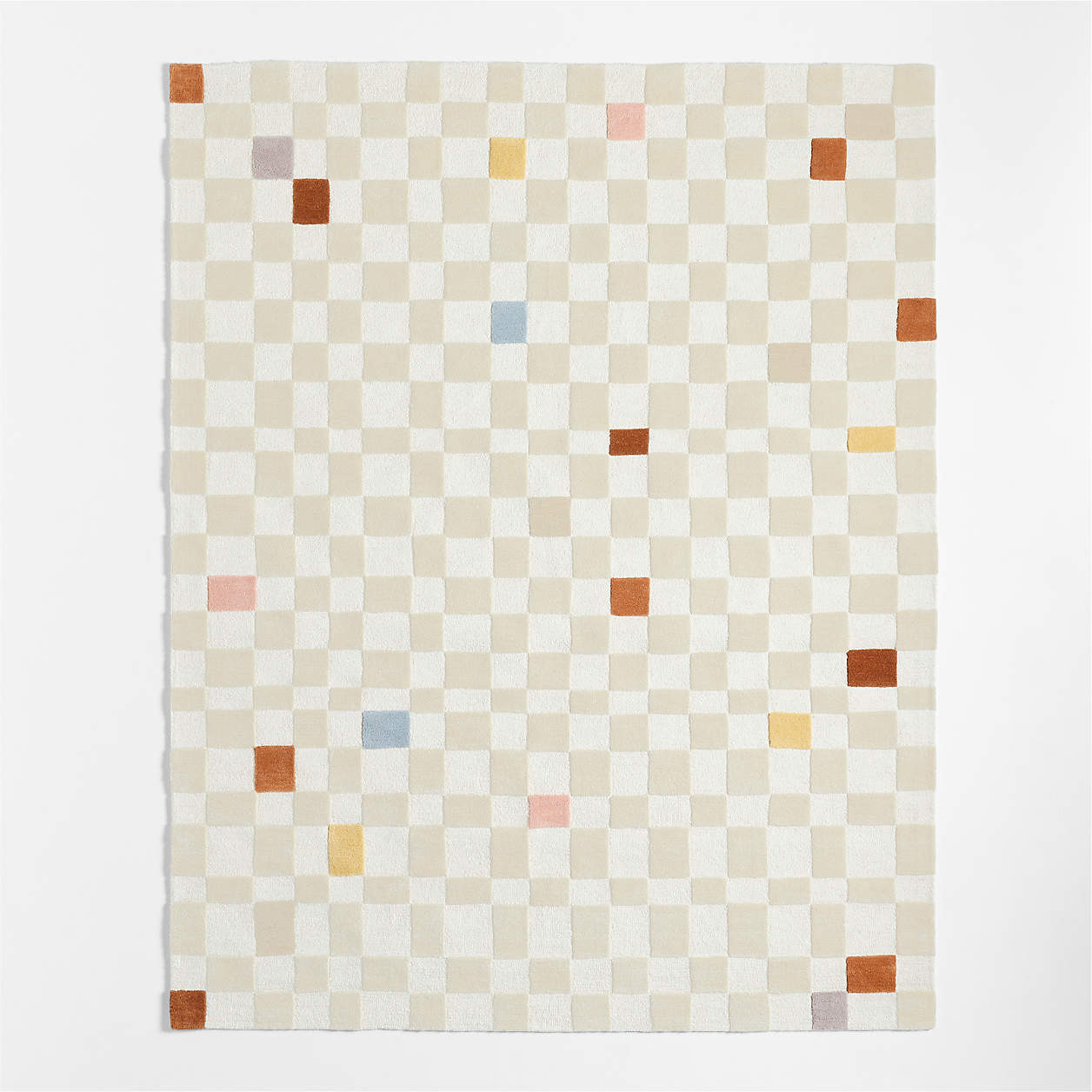 Imperfect Checkerboard Multicolor Wool Kids Area Rug 5'x8' + Reviews | Crate & Kids | Crate & Barrel