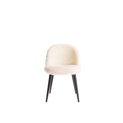 Cami Vanity Chair Cream Faux Fur - Adore Decor: Upholstered Back, Decorative Accent Chair | Target
