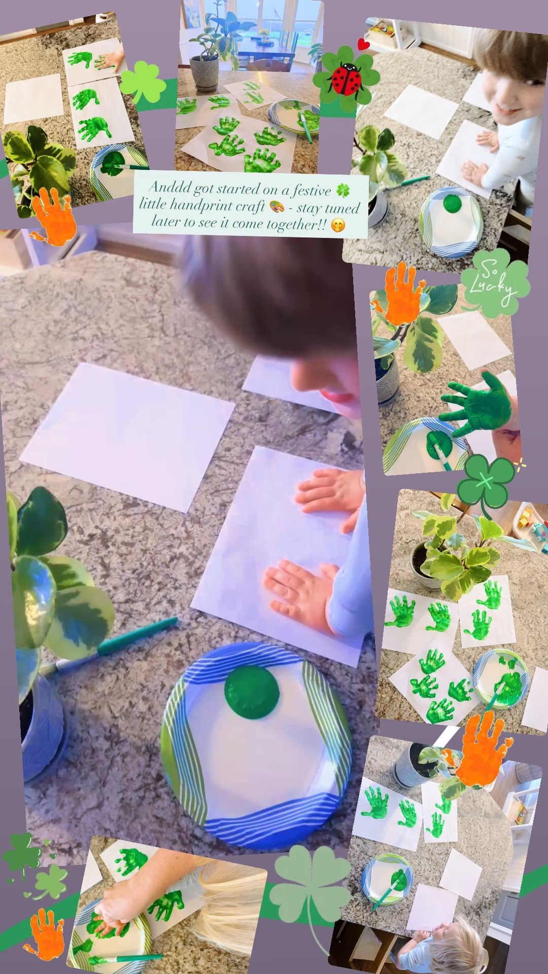 Anddd got started on a festive 🍀 little handprint craft 🎨 - stay tuned later to see it come together!! 🤭