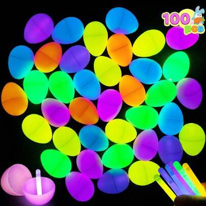 Syncfun 100 Easter Dark Glow Eggs With 150 Mini Sticks Glow-In-The-Dark Hunt, Basket Stuffers Fillers Gift, Hunt Game Party Favors Decorations Supplie | SHEIN