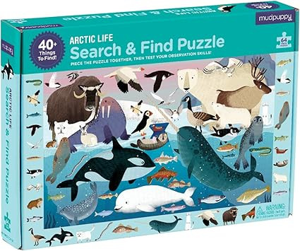 Mudpuppy Arctic Life Search & Find Puzzle, 64 Pieces, 23”x15.5” – for Kids Age 4-7 - Colorf... | Amazon (US)