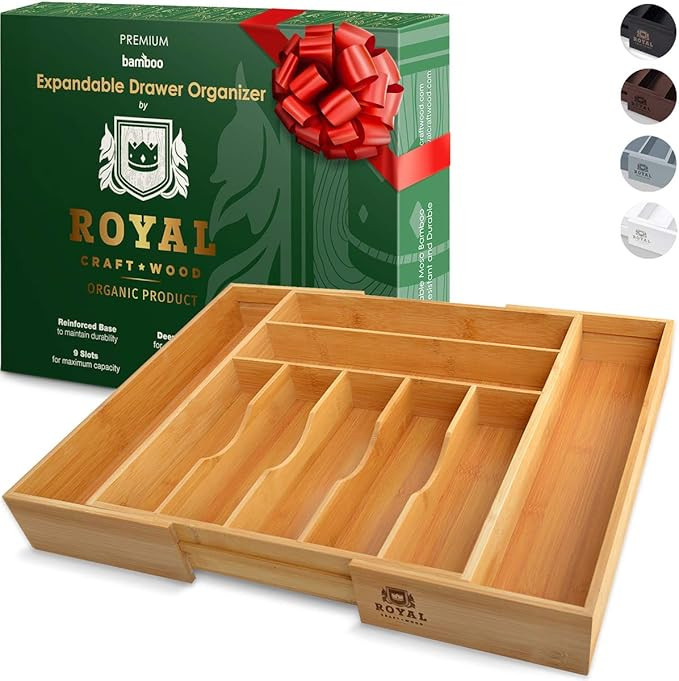 Bamboo Kitchen Drawer Organizer - Expandable Silverware Organizer/Utensil Holder and Cutlery Tray... | Amazon (US)