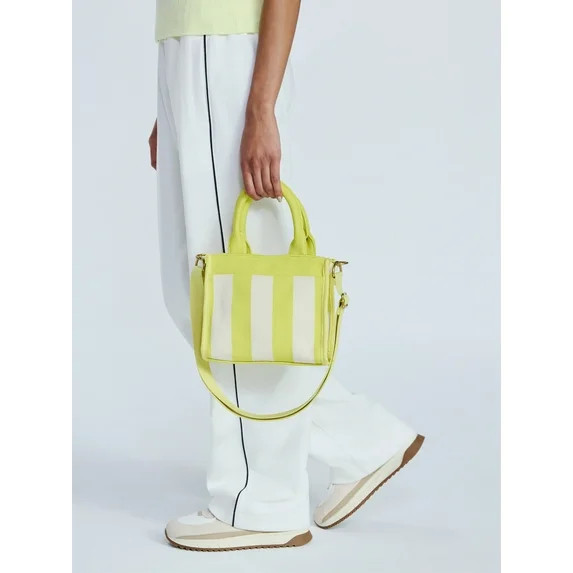 Free Assembly Women's Mini Satchel Handbag, Khaki/Natural Citron | Walmart (US)