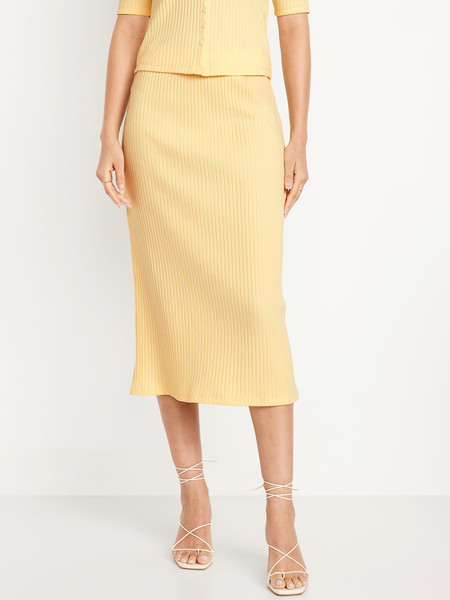 High-Waisted Ribbed Midi Skirt | Old Navy (US)