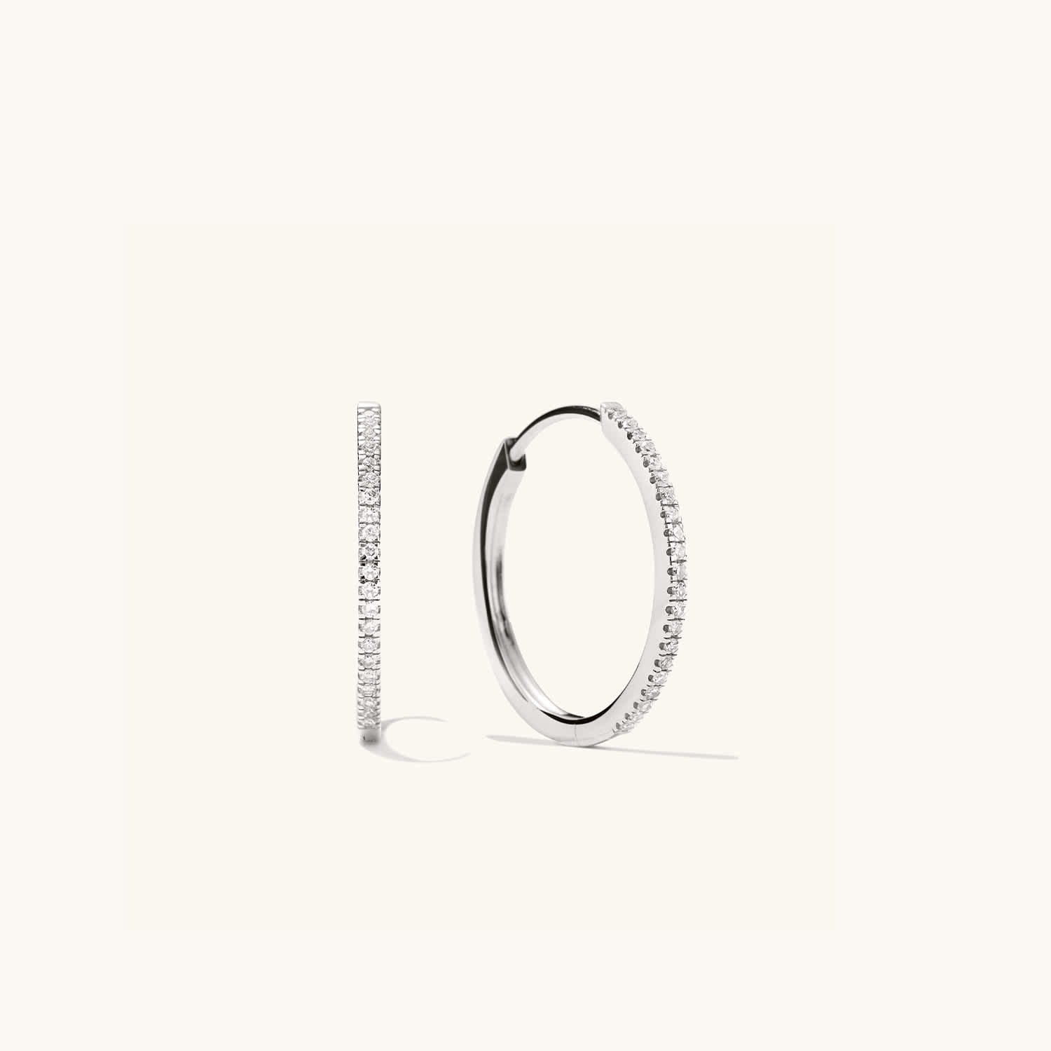 Pavé Diamond Medium Hoops | Mejuri (Global)
