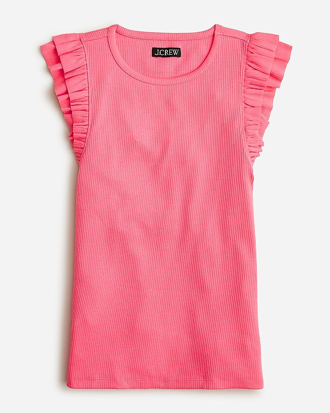 Vintage rib ruffle-sleeve shirt | J. Crew US