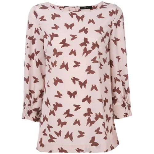 Steffen Schraut butterfly print blouse - Pink & Purple | Farfetch EU