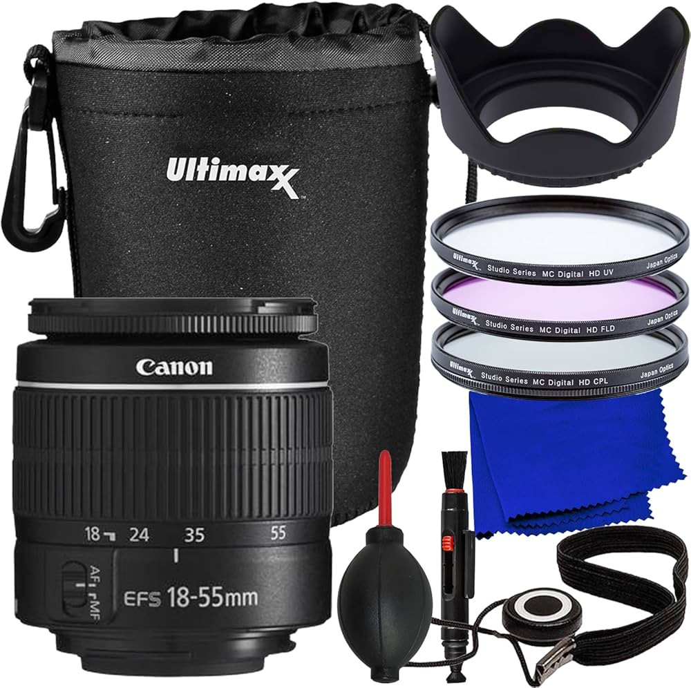 Ultimaxx Essential Canon EF-S 18-55mm DC III Lens (White Box) Bundle -Includes: Water-Resistant L... | Amazon (US)
