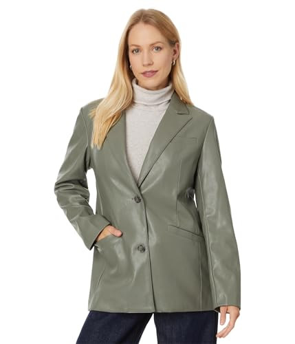 Levi's Women's Faux Leather Single Breasted Blazer, Sage, Medium | Amazon (US)