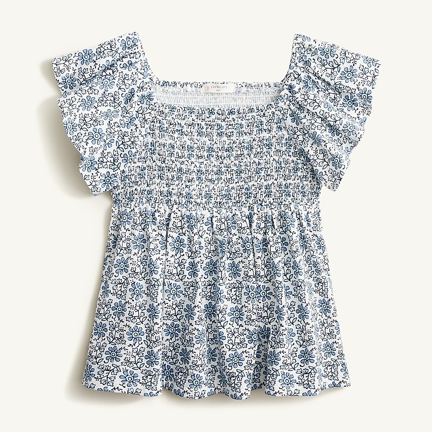 Girls' smocked flutter-sleeve T-shirt | J. Crew US