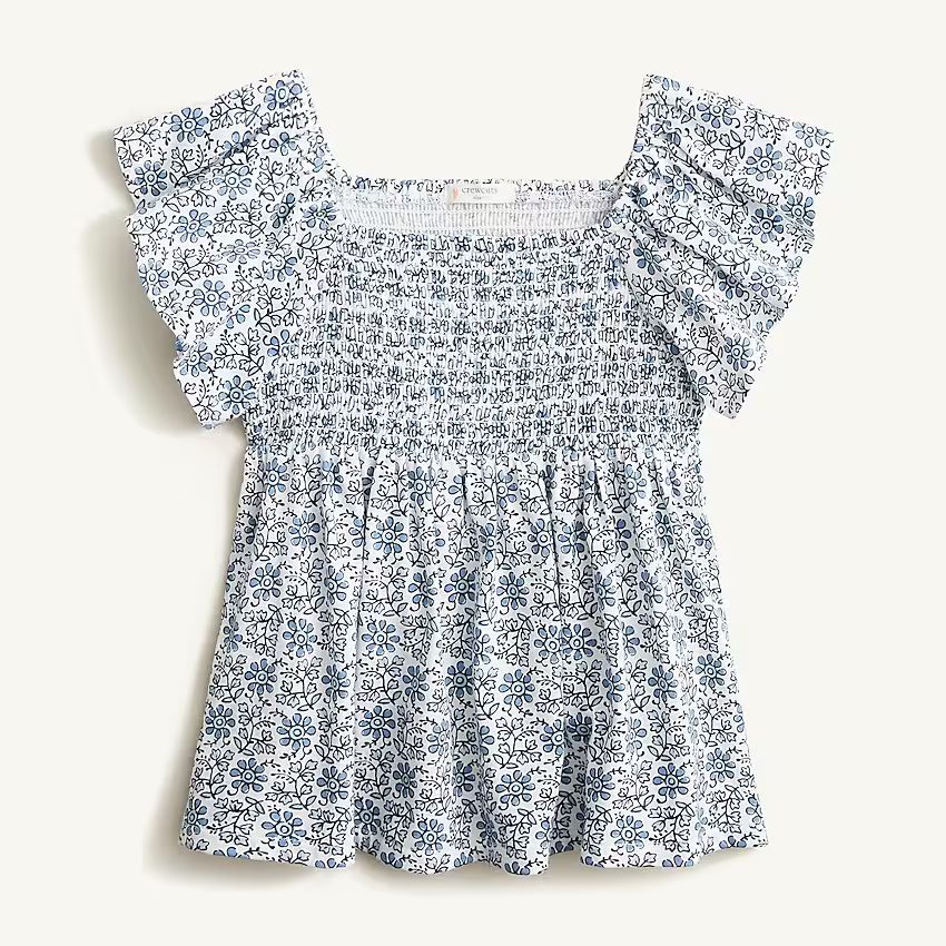 Girls' smocked flutter-sleeve T-shirt | J.Crew US