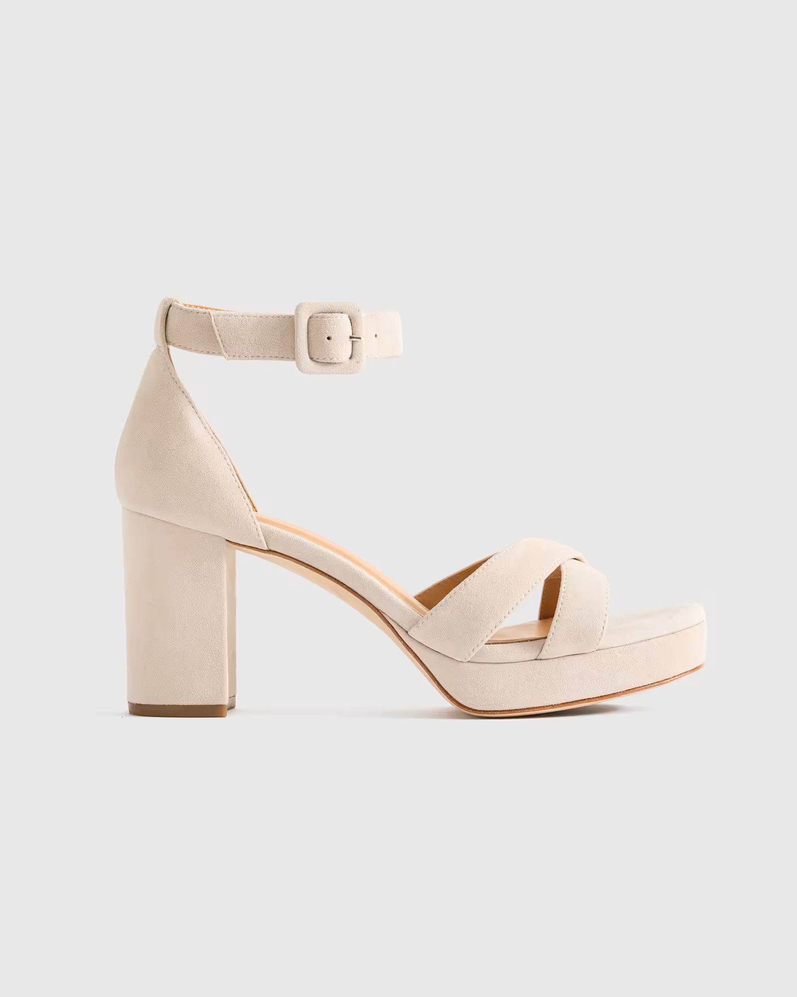 Italian Leather Crisscross Platform Block Heel Sandal | Quince