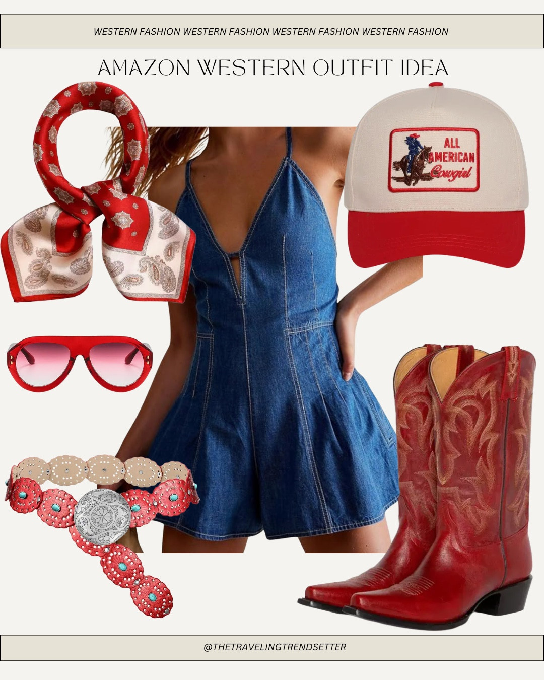 Amazon outfit idea - western outfit idea - country concert outfit idea - denim romper a red on denim

#LTKootd #LTKgrwm