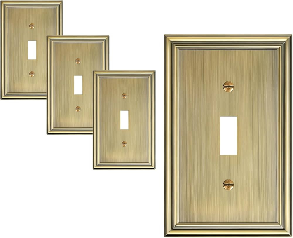 4-Pack Single Toggle Light Switch Cover Plate, Durable Solid Zinc Alloy Decorative Switch Plate C... | Amazon (US)