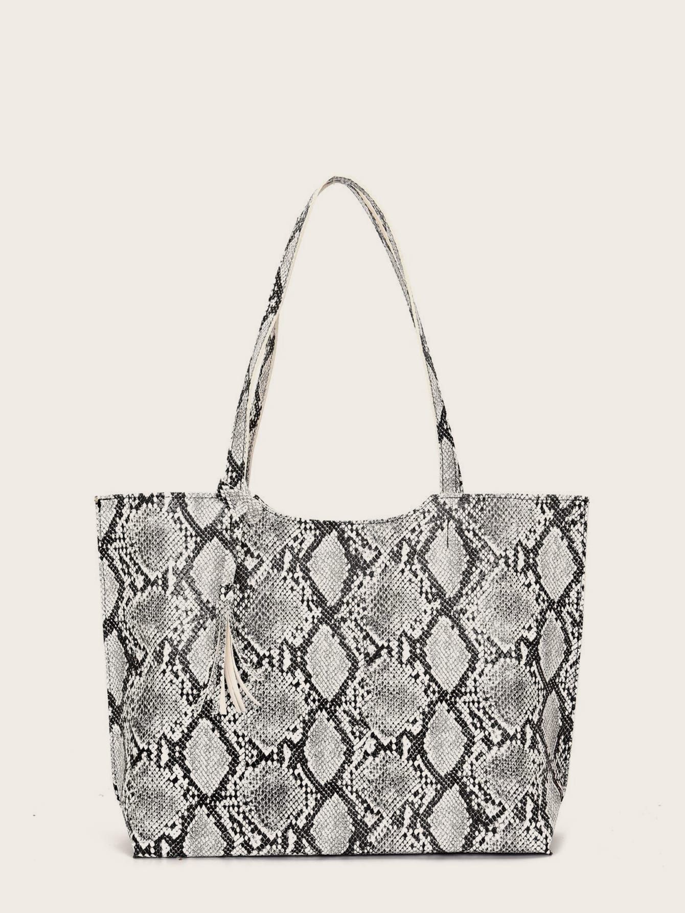 Snakeskin Large Capacity Tote Bag | SHEIN