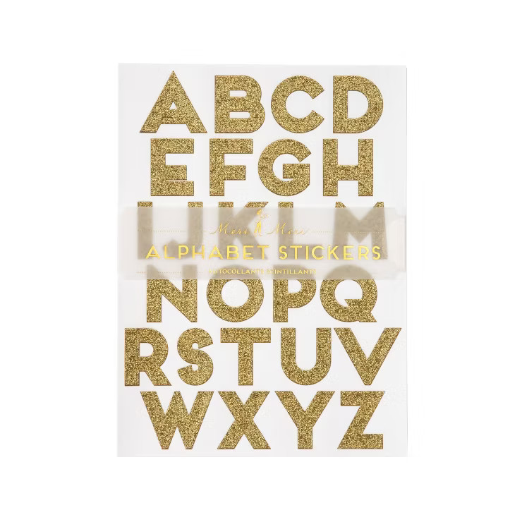 Meri Meri Gold Glitter Alphabet Sticker Sheets (Pack of 10) | Target