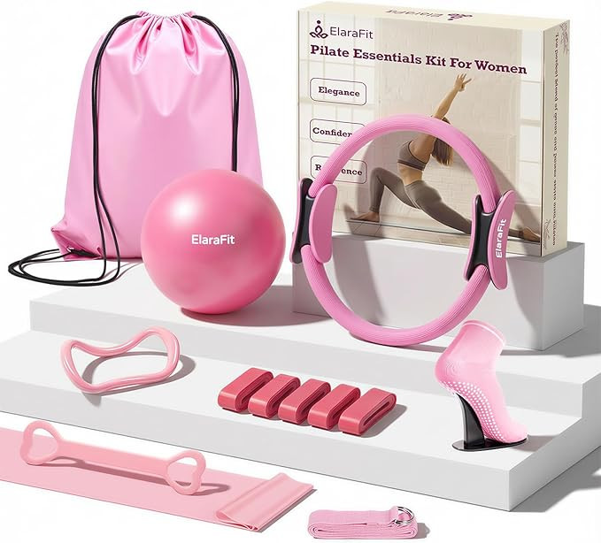 Home Pilates Ring and Ball Set for Women with 5 Resistance Bands 13 inch Magic Circle Workout Ess... | Amazon (US)