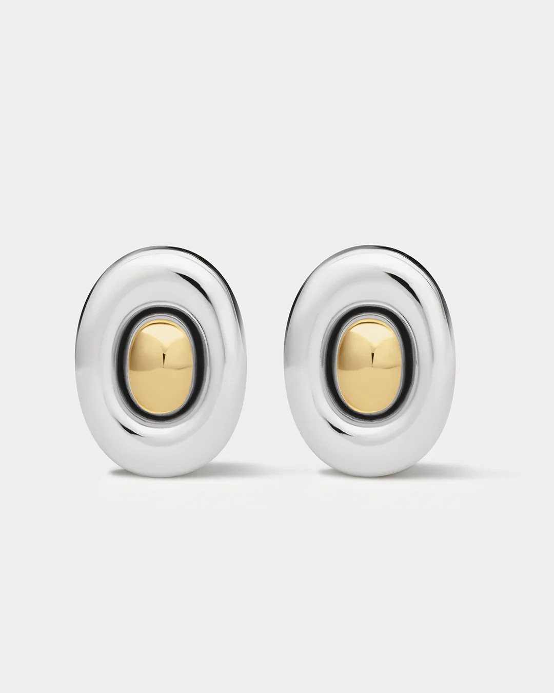 The Two-Tone Chrome Orb Statement Studs | Luv Aj Inc.