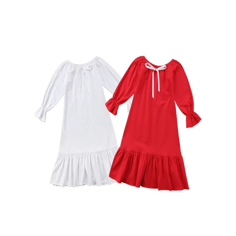Toddler Baby Girl Princess Party Cotton Dress Ruffle Nightgown Sleepwear | Walmart (US)