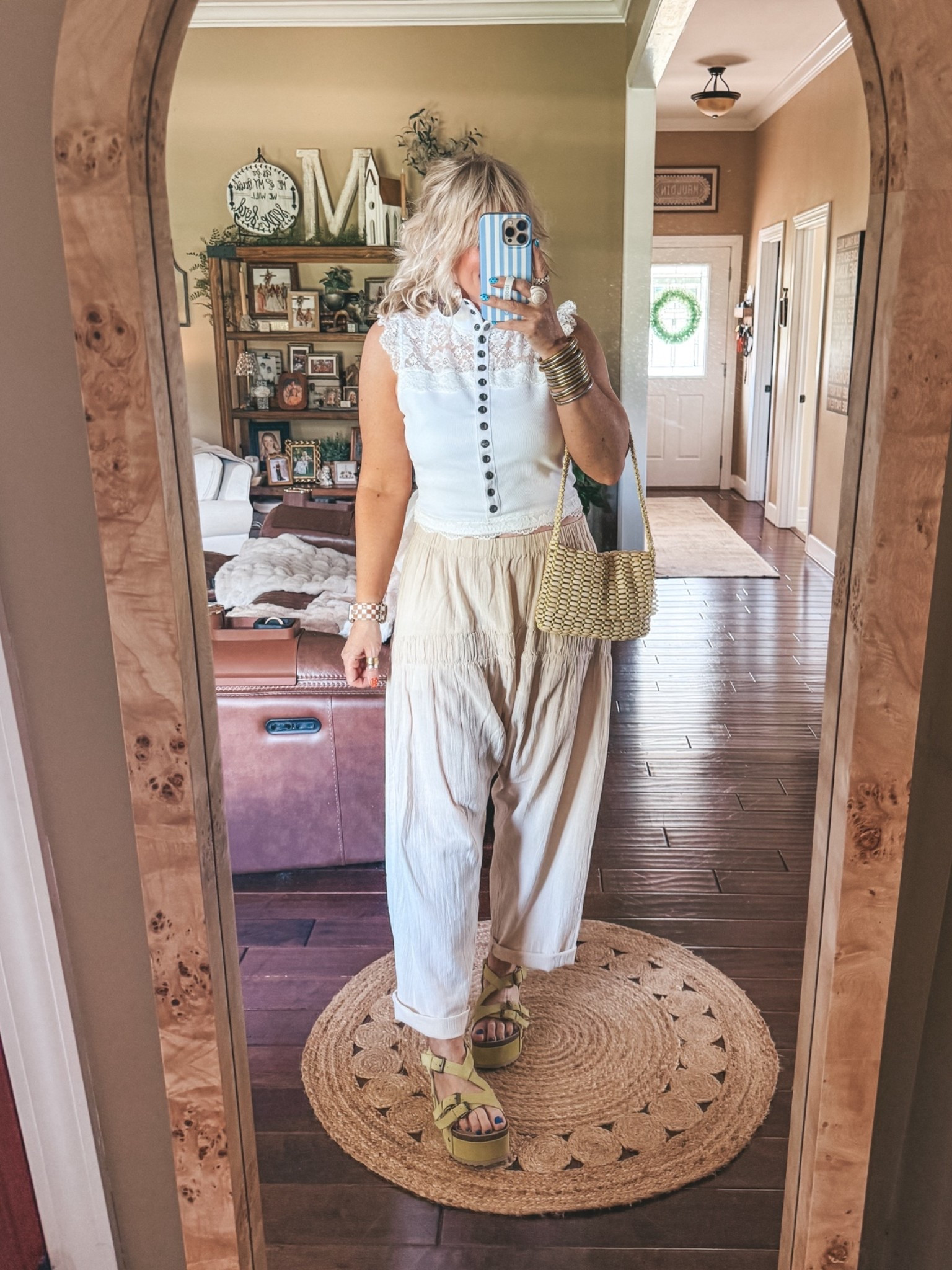 My Saturday fit 🍈
Top sized up to a L
Pants older from FP 
Sandals true to size

#LTKootd #LTKgrwm #LTKOver40