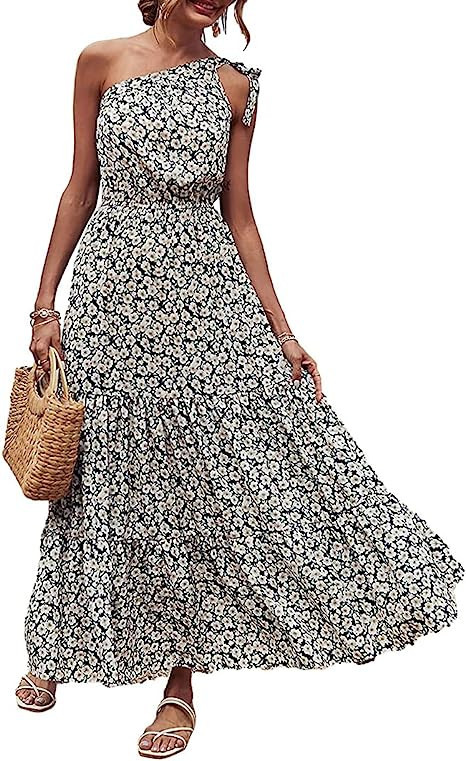 Ever-Pretty Women's One Shoulder Sleeveless High Waist Floral Print Summer Maxi Casual Dresses 40... | Amazon (US)