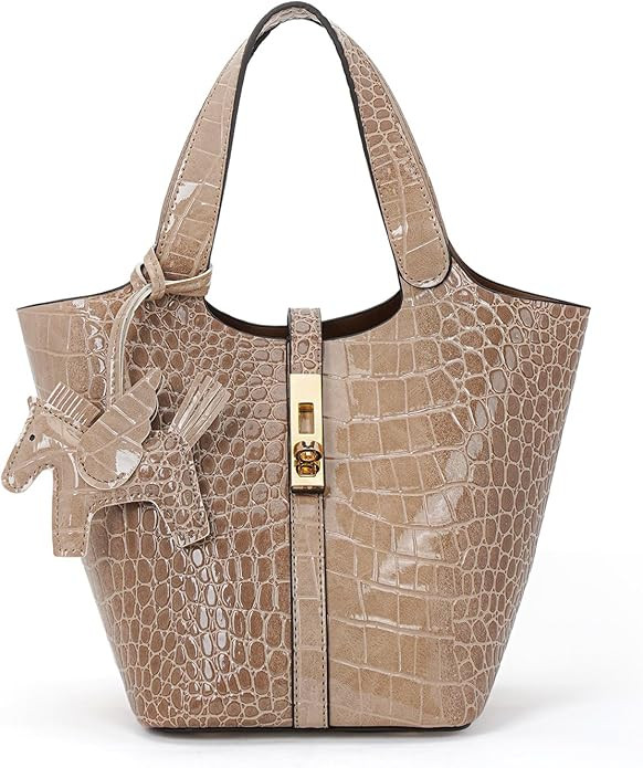 Tote Bag for Women Vegan Leather Bucket Purse for Women Top Handle Handbag Shoulder Bag with Deta... | Amazon (US)