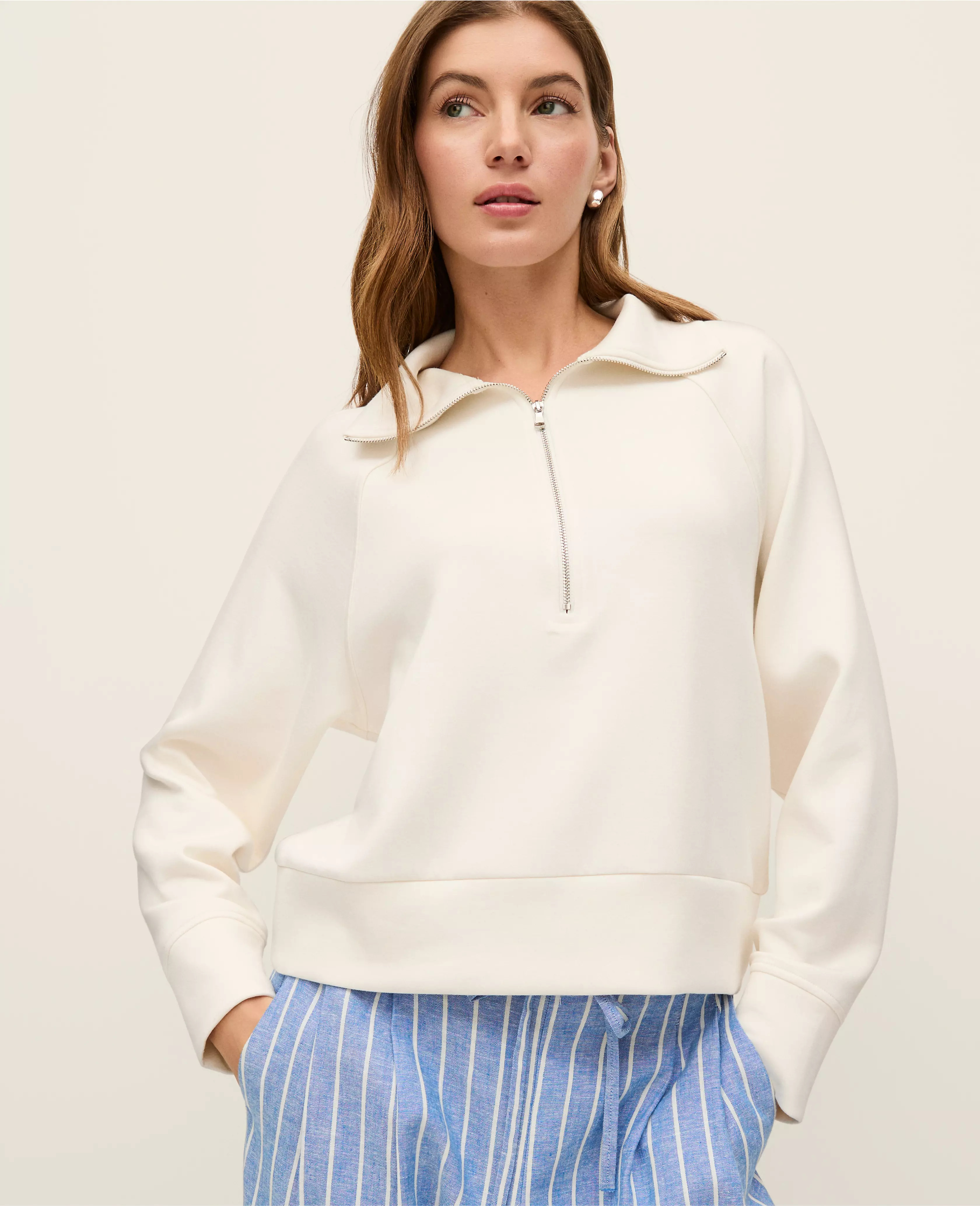 Weekend Collection Half-Zip Sweatshirt | Ann Taylor