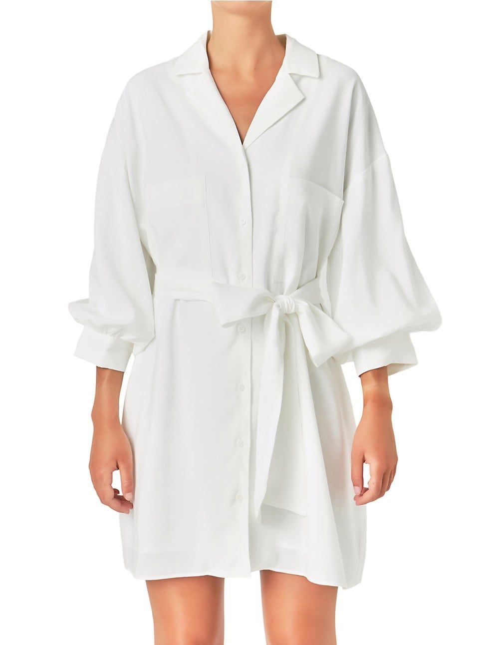 Blouson Sleeve Belted Shirt Dress | Saks Fifth Avenue