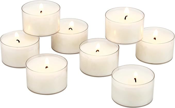 Stonebriar Bulk 48 Pack Unscented Smokeless Long Clear Cup Tea Light Candles with 8 Hour Extended... | Amazon (US)