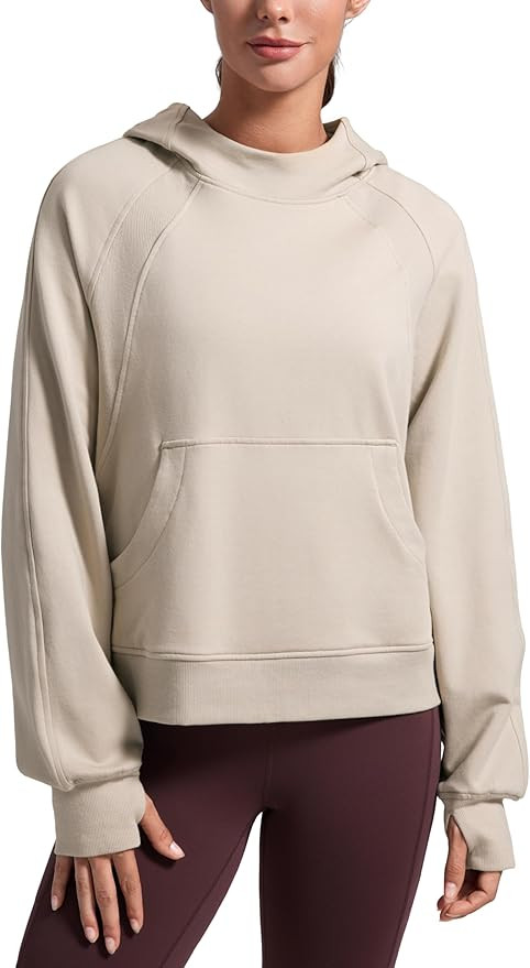 CRZ YOGA Womens Fleece Mock Neck Hoodie Oversized Pullover Long Sleeve Casual Workout Hooded Swea... | Amazon (US)
