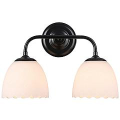 Dorinda 2-Light Vanity Light in Matte Black with Opal Glass | www.lampsplus.com | Lamps Plus