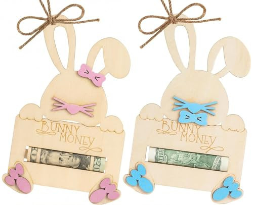 Easter Bunny Money Holder for Cash Gift, Easter Gift Card Holder Basket Tag, Basket Stuffers Gifts for Toddler, Kids, Teens, Easters Basket Decorations for Baby Boy, Girl, Grandchildren (2Pcs) | Amazon (US)