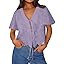 Trendy Queen Womens Summer Tops Cute Boho Blouses Beach Vacation Spring Outfits 2026 Tie Front Ey... | Amazon (US)