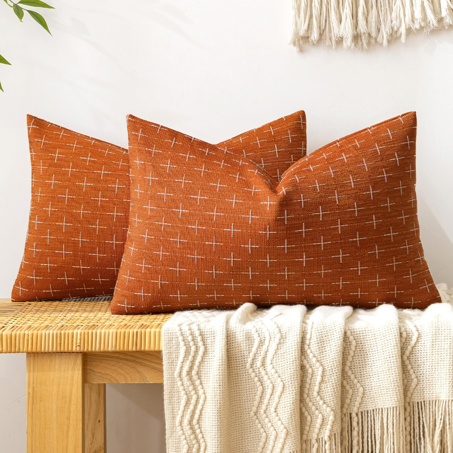 MIULEE Fall Pack of 2 Decorative Burlap Linen Throw Pillow Covers Modern Farmhouse Pillowcase Rus... | Amazon (US)