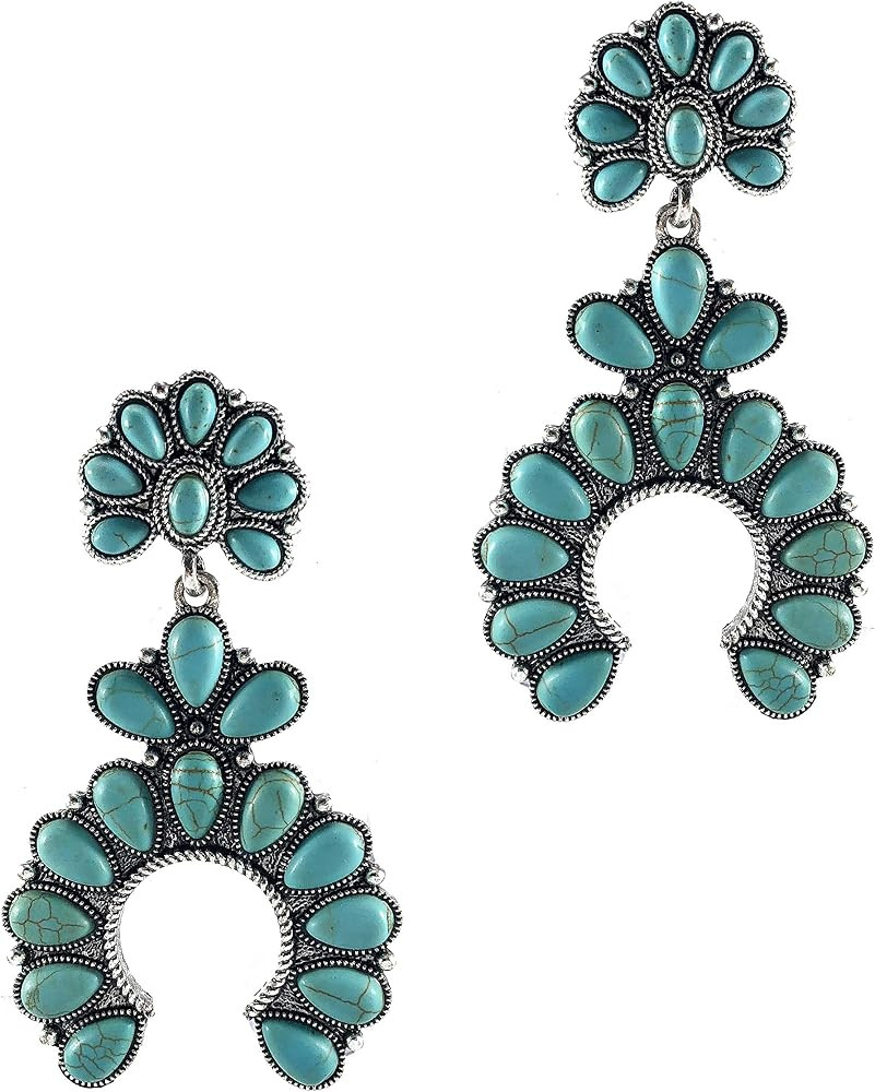 Turquoise Fanwise Delicate Dangle Metal Earring | Amazon (US)