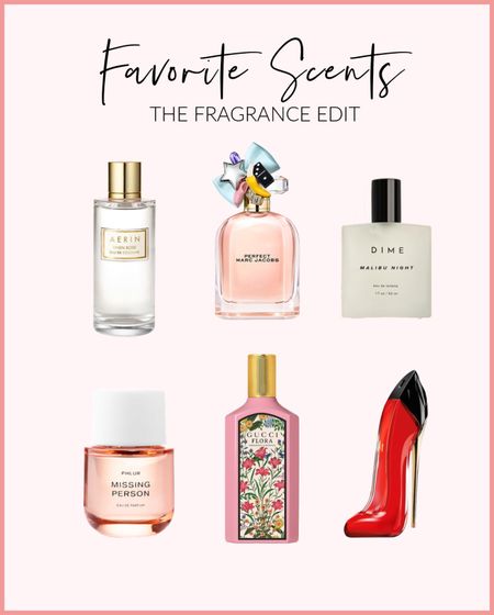Fragrance edit. Luxury perfumes. Scented florals. Favorite perfumes. Favorite scents. Gucci Flora. Carolina Herrera. PHLUR. Aerin Linen Rose. Marc Jacobs PERFECT. DIME Malibu Night.

#LTKGiftGuide #LTKbeauty