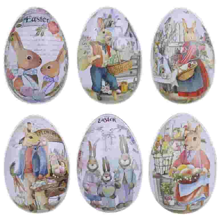 6Pcs Large Assorted Metallic Tin Easter Egg Container Painted Bunny Eggshell Easter Metal Candy B... | Walmart (US)
