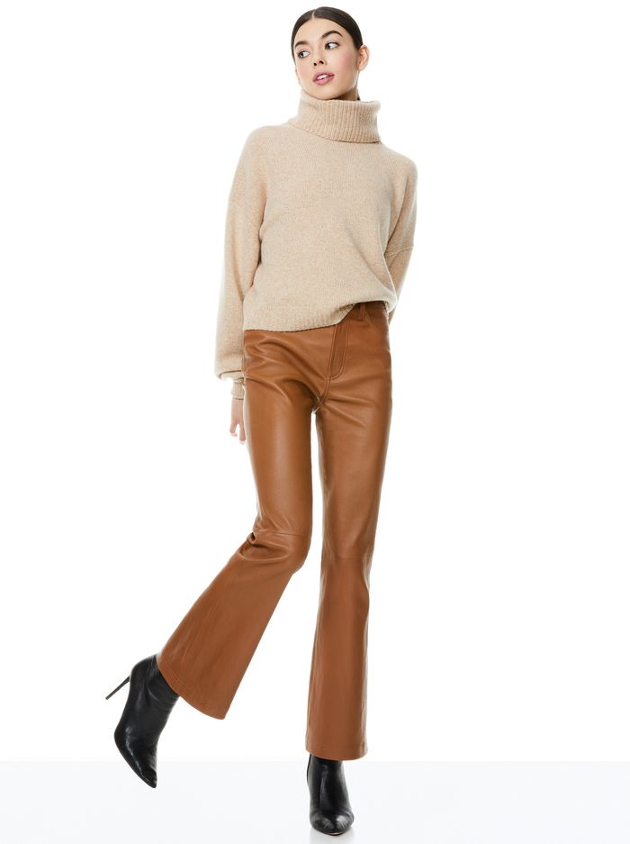 MARSHALL HIGH RISE LEATHER BELL PANT | Alice + Olivia