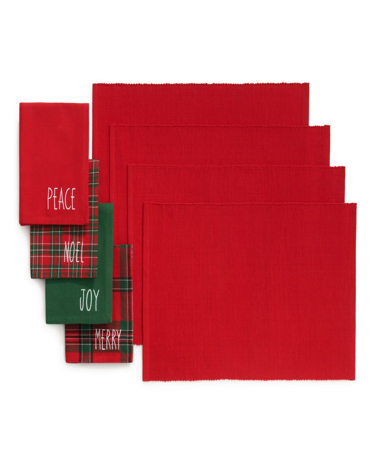 Holiday Christmas Sentiments Placemat and Napkin Value, Set of 8 | Macys (US)