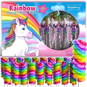 Unicorn Candy Lollipops Individually Wrapped Bulk 20pk| Swirl Lollipop Rainbow Candy , Unicorn Pa... | Amazon (US)