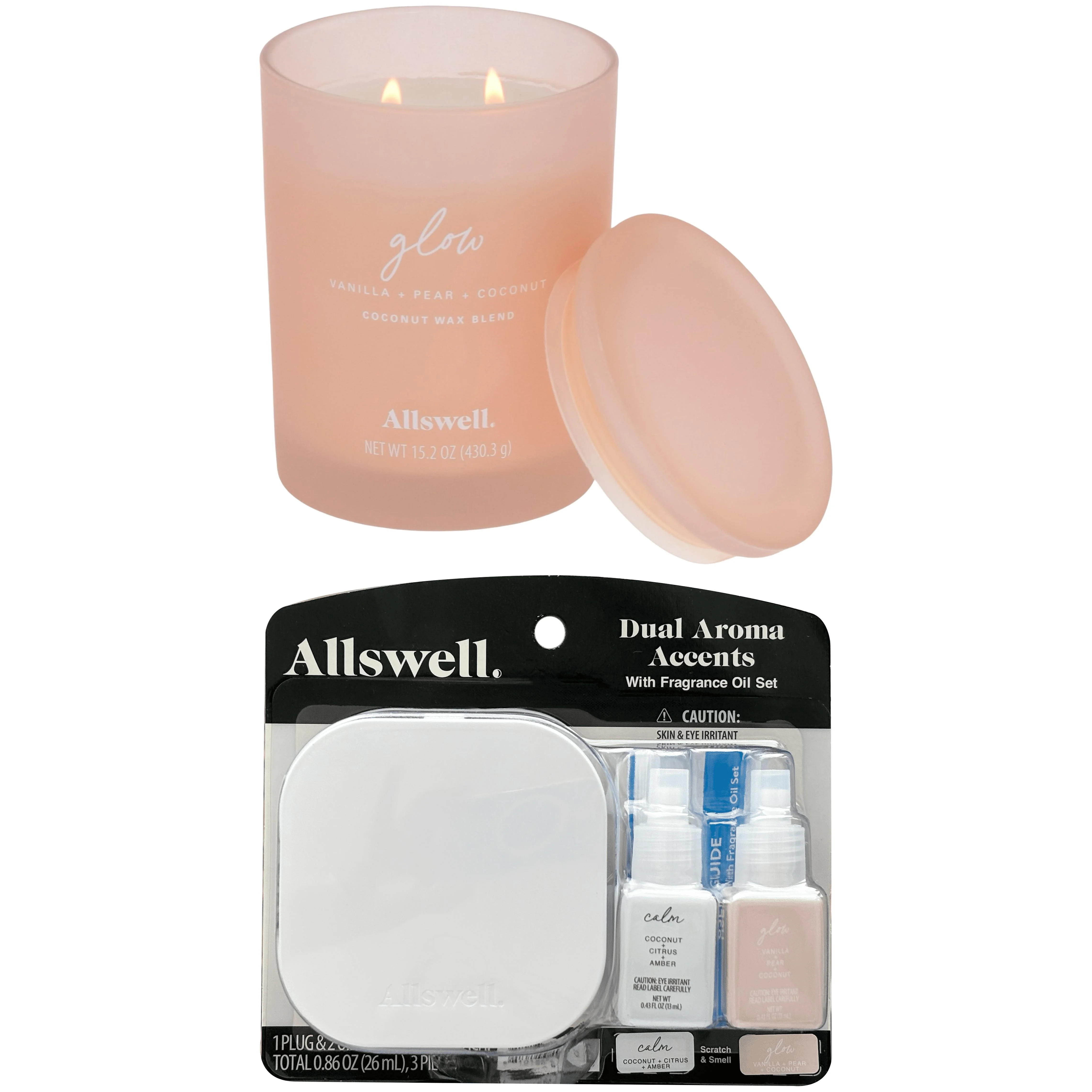 Allswell Dual Plug In Bundle with 2 Oils, Calm & Glow (Coconut + Citrus + Amber & Vanilla + Pear ... | Walmart (US)