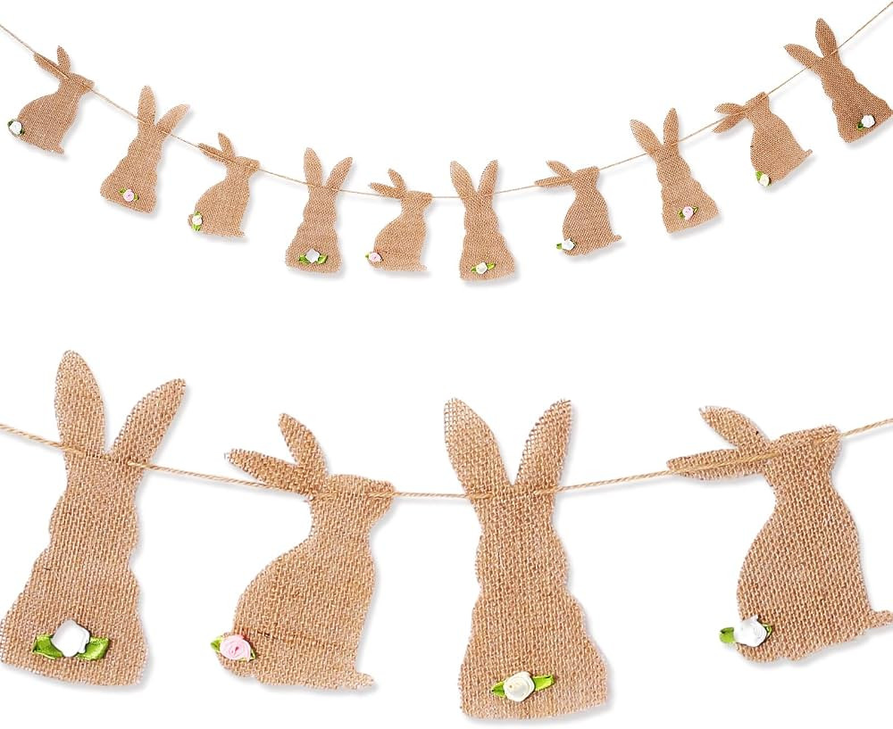 Tatuo Easter Bunny Garland Banners Vintage Rabbit Felt Banner Burlap Bunny Garland Hanging Decora... | Amazon (US)
