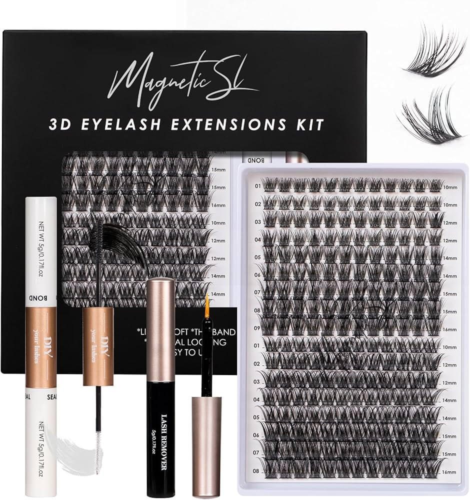 Lash Clusters DIY Lash Extension Kit 204 Individual Lashes Clusters Eyelash Extension Kit with Ap... | Amazon (US)